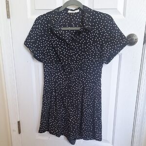 Mod Ref Black and White Polka Dot Romper Size S